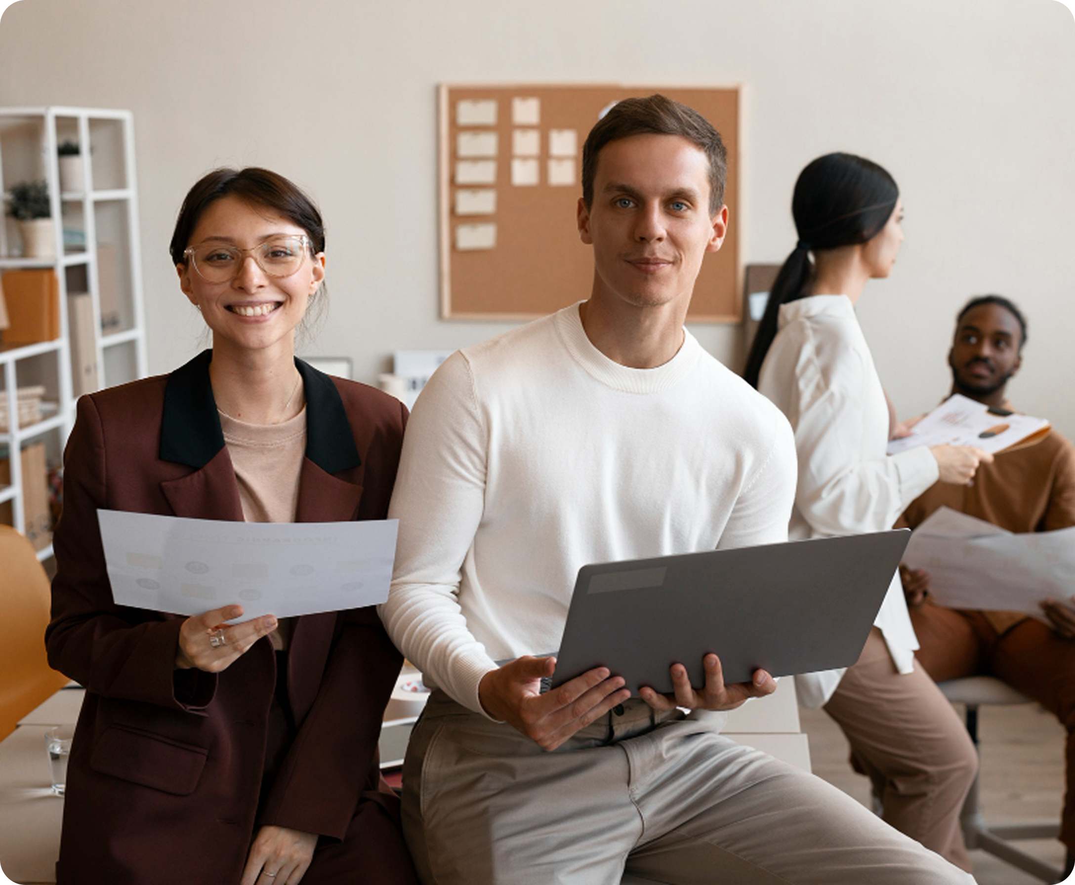 Recruiting team member working at a laptop